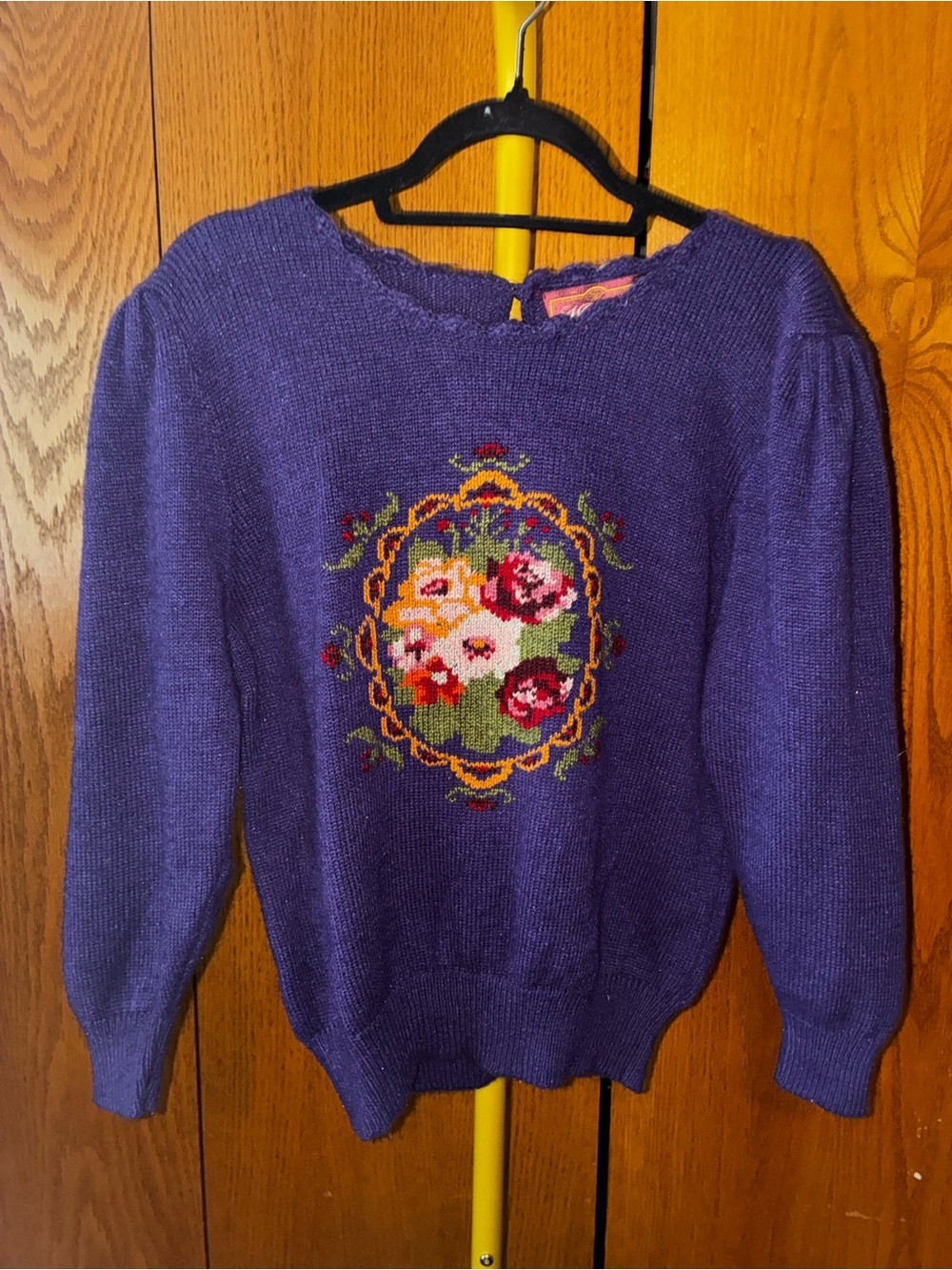 Vintage Worthington Purple Floral Medallion Crewneck Sweater